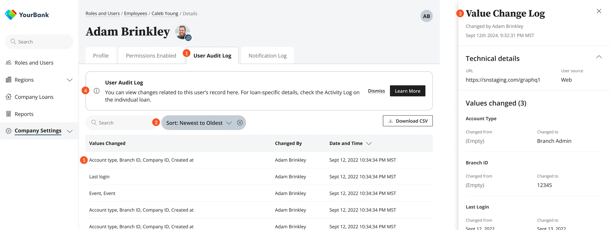 Audit log after redesign